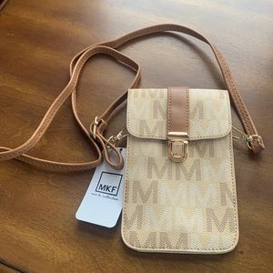 MKF Beige signature “M” Lulu XL Cell Phone Crossbody Bag